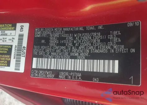 2011 Toyota Tundra Grade 5.7L V8 z USA, uszkodzony, nr VIN 5TFDW5F10BX163500